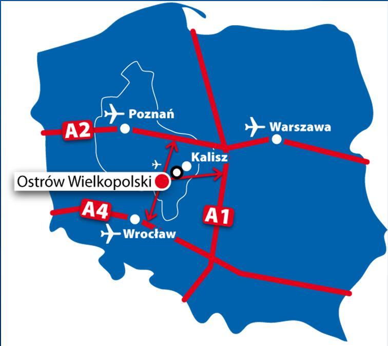 Ostrów Wielkopolski Ostrów Wielkopolski ist eine Kreisstadt, die im Süden der Calisia Erhebung, am Flu O obok liegt; Sie befindet sich in der Mitte eines Dreiecks, welchen Eckpunkte drei grosse
