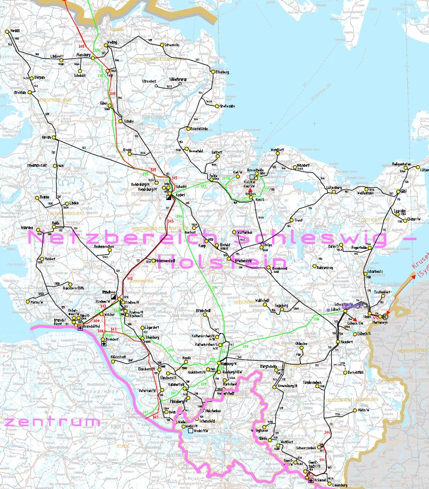 Aktuelle* Netzstruktur in Schleswig-Holstein bestehende 380-kV-Leitung bestehende 220-kV-Leitung Büttel * die bestehenden Transformatoren