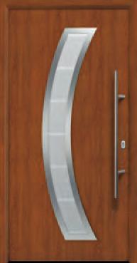 So schön werden Sie von Ihrem Zuhause empfangen Motiv 850 Abb: Decograin Dark Oak Edelstahl-Griff HB 38-2 auf Stahlfüllung, mit abgerundeter Verglasung: 3-fach Isolierglas, außen VSG, in der Mitte