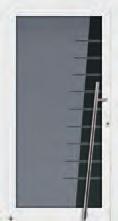 Motivglas MG 112 Abb: Türprofil in Vorzugsfarbe Hörmann Farbton CH 703 Anthrazit, strukturiert Motivglas außen VSG mattiert mit klarem