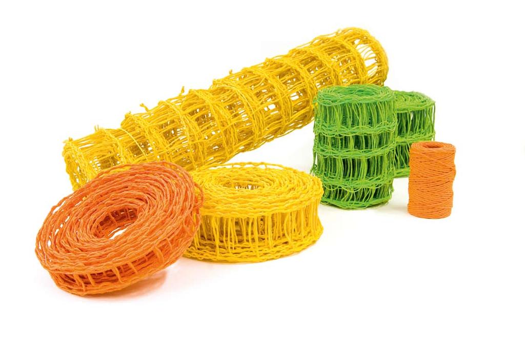Crazy Paper / Crazy Ribbon / Crazy Net Crazy Ribbon Artikelnummer: 00603, Breite 500 mm, Länge 3 m, Farbe 057 (gelb) Crazy Ribbon Artikelnummer: 0603, Breite 100 mm, Länge 10 m, Farbe 074 (hellgrün)