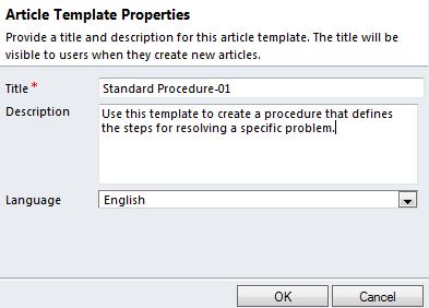Open Settings, select Templates, then Article Templates and click New: Fill in