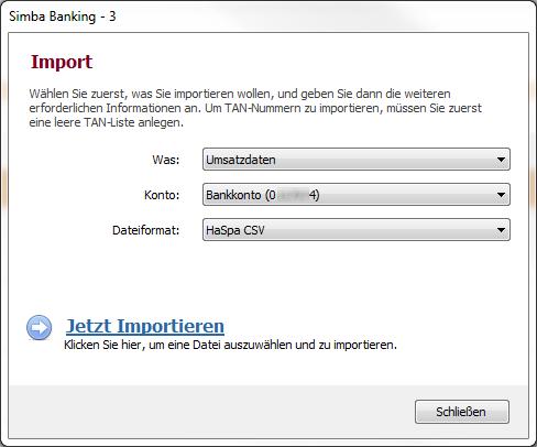 4 Neues in Simba Banking Im Modul Banking wurde die Importfunktionalität für Umsatzdaten um das Dateiformat der Hamburger Sparkasse