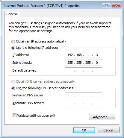 a. Stellen Sie eine Konsolen- und Ethernet-Verbindung zwischen PC-A und Switch S1 her. b. Falls noch nicht geschehen, konfigurieren Sie manuell die IP-Adresse 192.168.1.3 auf dem PC.