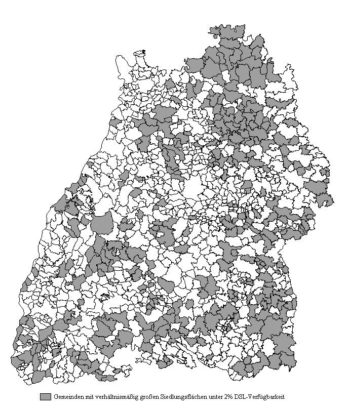 Etwa 20 % der Gemeinden in Baden-Württemberg haben Siedlungsflächen, die