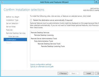 Installing the RD Licensing Server Role Warten Sie auf dem Installationsfortschrittsfenster auf das Beenden der Feature