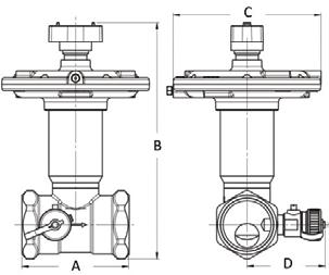 4. Produktdatenblatt 4.2.2 Delta DN 40 Innen-/Innengewinde mit Entleerventil Delta Maße Spezifikationen Maximaltemperatur 120 C (kurzfristig 135 C) Minimaltemperatur -20 C Max. Differenzdruck 250 Max.