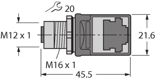 5-3 mm Einbaugewinde: M16 x 1, 8-polig D-Codierung Spannung: 42 V Strombelastbarkeit: 1.