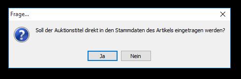 Anschließend haben Sie die Option, einen neuen Artikel mit der gleichen ebay-beschreibung anzulegen (links unten über Neuen Artikel anlegen ), oder einen bestehenden Artikel