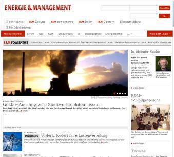 Factsheet Energie & Management www.energie-und-management.de Energie & Management - Der Online-Informationsdienst für die europäische Energiewirtschaft energie-und-management.