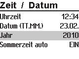 Bedienung Datum in Editiermodus bringen. Das Datum wird invertiert dargestellt. TT Datum ändern (Tag.Monat). Datum übernehmen. T T Jahr wählen. Jahr in Editiermodus bringen.