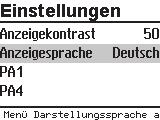 Bedienung 3.6 Anzeigesprache ändern Ab Werk werden die Displaytexte in deutscher Sprache angezeigt. Die Texte stehen auch in englischer Sprache zur Verfügung.