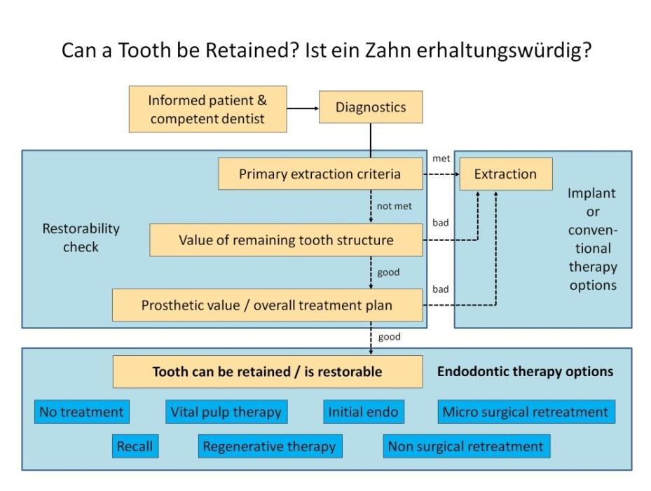 Abbildung 2: Bewertung der Erhaltungswürdigkeit eines Zahns und endodontische Therapieoptionen (nach H.