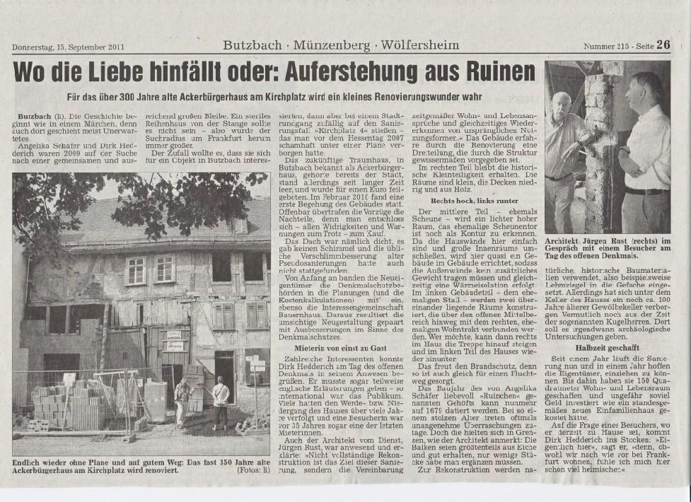 15. September 2011: Wetterauer Zeitung 4.