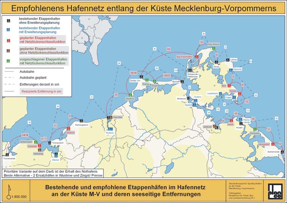Abbildung 4 Netzlücken im Hafennetz an der Küste Mecklenburg-Vorpommerns Netzlücke Travemünde-Timmendorf Timmendorf-Kühlungsborn Warnemünde-Darßer Ort Darßer Ort-Barhöft Darßer Ort-Hiddensee