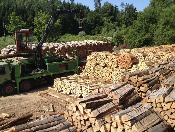 LKW mit Kran. Aus der Einzelfirma Jenni-Holz wurde die Jenni-Holz AG gegründet.