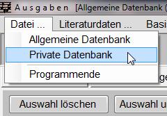 Private Datenbank (PDB) Auswahl der PDB über das Menü Datei