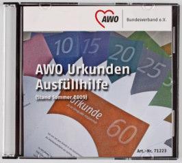 71130 Urkunden für 40 Jahre ohne Eindruck Klarsichtmappe im Metallic-Look mit "graviertem" AWO-Logo.