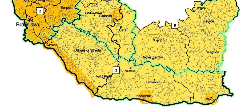 Nami sledované územia zasahujú do 6 regiónov: Bratislavský región okres Bratislava I, okres Bratislava II, okres Bratislava III, okres Bratislava IV, okres Bratislava V, časť okresu Malacky, časť