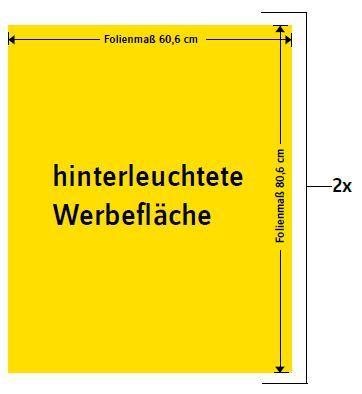 selbstklebend, gleichmäßige Einfärbung im Auf- und Durchlicht, reduzierter Oberflächenglanz zur Vermeidung von Spiegelungen, Schutzlaminat auf der Folie (außer bei UV-Druckverfahren) Liefermenge Zwei