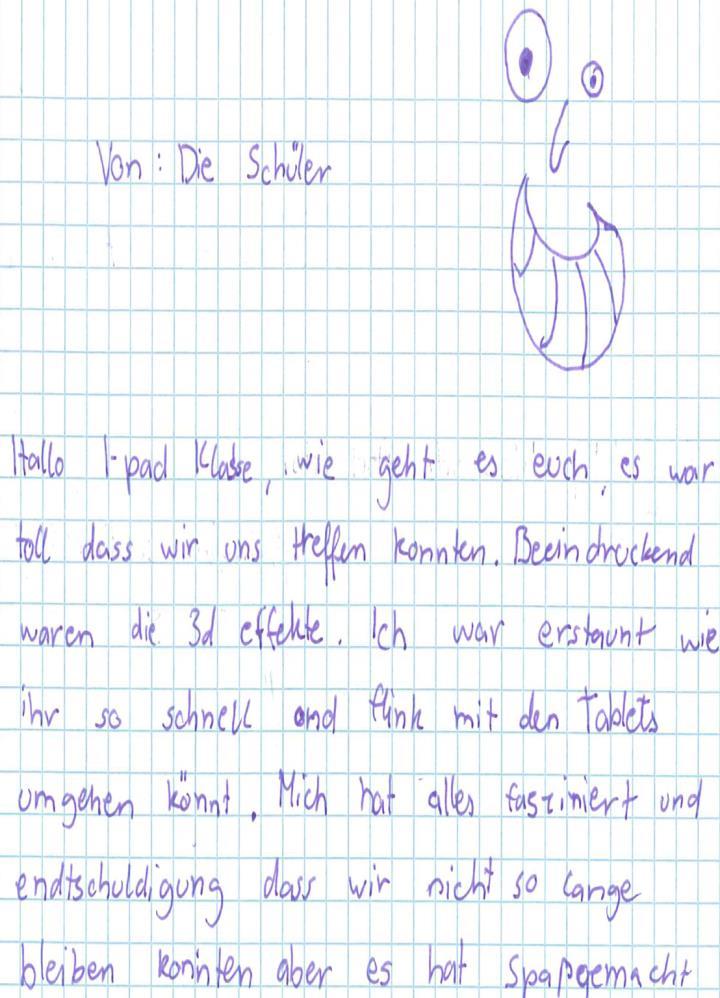 Brief eines Schülers tinyurl.