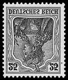 Germania in b-farbe tadellos postfrisch vom Unterrand, Attestkopie Jäschke (für ehemaliges Paar) (800, ) 69b ** 320, 1196P 5 Pf.