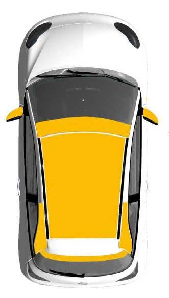 Beklebungsplan des Opel ADAM Cup: (die Gelb eingefärbten Flächen werden für die