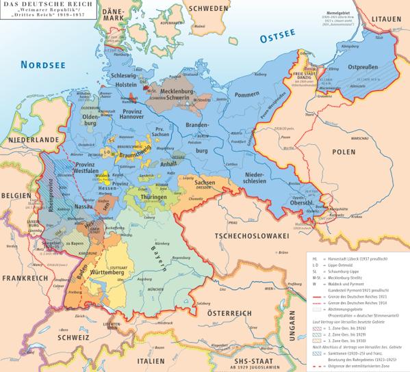 1933 45: Das Dritte Reich Zur Zeit der Weimarer Republik geht es den Deutschen wirtschaftlich schlecht: Frankreich hält die Industrie westlich des Rheins besetzt.