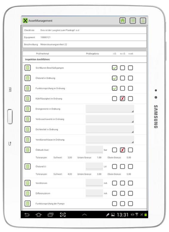Mobile Checklisten Übertragung der Prüfvorgaben aus SAP nach mobil Vorgaben werden mittels SAP QM Prüfpläne / QM Prüflose zentral in SAP gepflegt Mobile Checkliste Inklusive Langtexten zu den