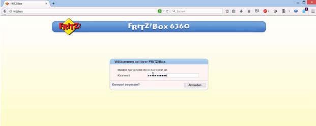 1. Anmeldung Öffnen Sie dazu Ihren Internetbrowser und rufen Sie die Oberfläche Ihrer HomeBox auf, indem Sie fritz.box oder die Adresse 192.168.178.