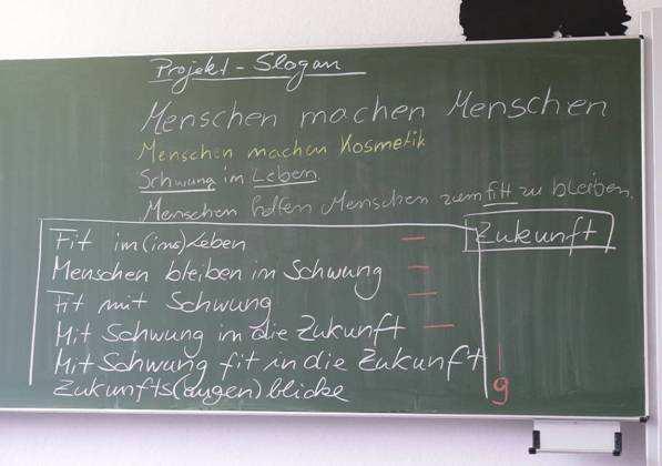 2. Phase - Projektentwicklung Durch die Sloganfindung Zukunfts(augen)blicke heißt, in die berufliche und individuelle Zukunft zu blicken.