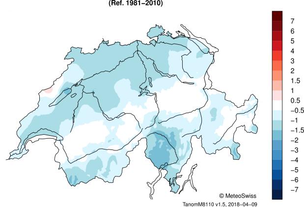 MeteoSchweiz Klimabulletin März 2018 5 Temperatur,