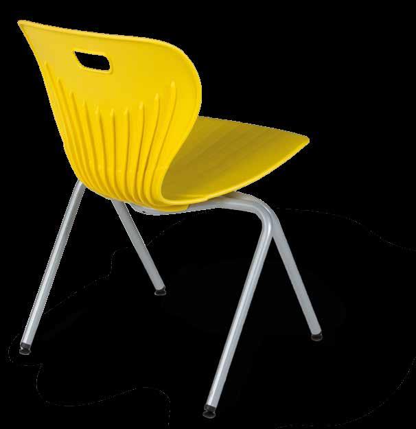 Stuhl mit 4-Bein Gestell Schale lieferbar in 11 Farben, Gestell in RAL 9006. Nur in Bestellgröße 4 lieferbar (Größentabelle: Seite 7). Ohne Armlehne STK-UF4.