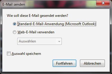Daraufhin öffnet sich das Standard- E-Mail-Programm mit einer neuen E-Mail.
