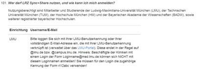Ist LRZ Sync+Share etwas für mich? Sie nutzen bereits andere Sync+Share Lösungen (z.b. Dropbox, One Drive, icloud) welche nicht dem deutschen Datenschutzrecht unterliegen und Sie eine sichere Datenspeicherung im LRZ Datenzentrum wünschen.