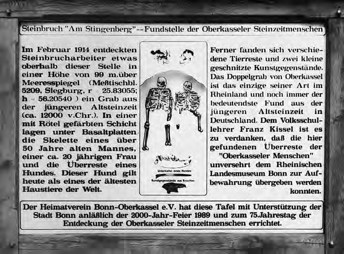 Oberkasseler Mensch Endversion 03.11.2004 13:12 Uhr Seite 4 Der Heimatverein Bonn-Oberkassel e.v. hat diese Tafel mit Unterstützung der Stadt Bonn anlässlich der 2000-Jahr-Feier 1989 und zum 75.