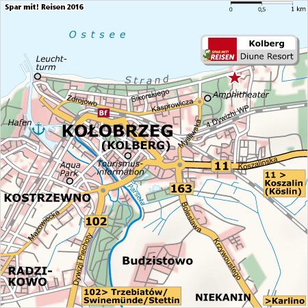 LAGE, ANREISE Kolberg (Kolobrzeg) ist eine Hafenstadt der Woiwodschaft Westpommern im Norden Polens und ein berühmtes Soleund Kurbad an der