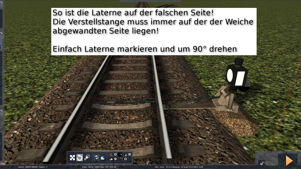 Abzweig und ohne GS SBS_Test_L_Linke_Rueckfallweiche Trackrule mit Laterne für linke Rückfallweiche SBS_Test_DKW Trackrule mit Laterne für eine DKW SBS_Test_S700_Var1 Trackrule mit Weichenmotor