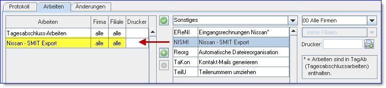 SMIT-Schnittstelle 9.13.17 NI Ausgabe im Tagesabschluss Ist die Option Automatisch beim TAB eingeschaltet, wird der Export in >19.1< als optionale Routine (Feld 12) angeboten.