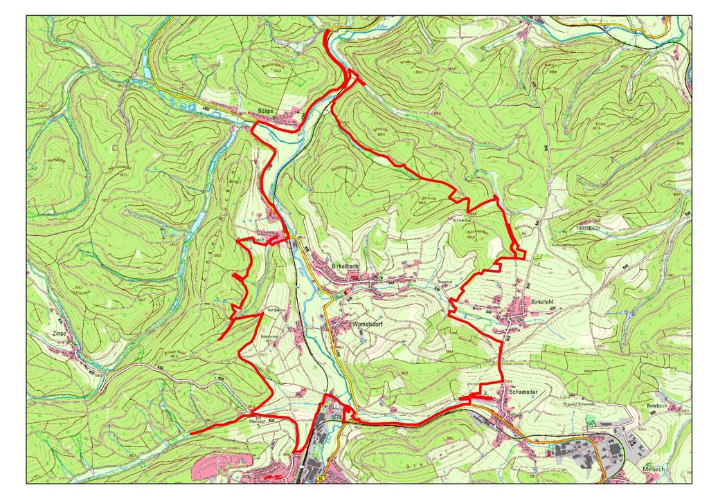 Flurbereinigungsverfahren Womelsdorf gemäß 86 Flurbereinigungsgesetz Gebietsübersichtskarte Kartengrundlage: Top.Karte 1: 25.