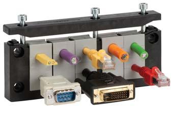 1 Kabeleinführung für Leitungen mit Stecker bis bis ISO 4892-2A KEL - Teilbare Kabeleinführungsleisten für das KT-Tüllensystem, Seite 8-34 Zugentlastung EN 62444 UL-94 V0 +140⁰C -40⁰C