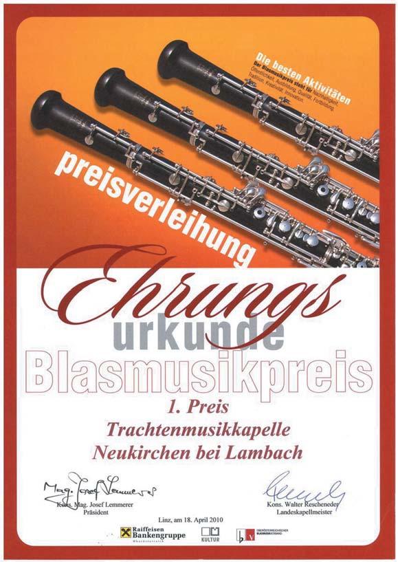 November 2010 laden wir zum Gemeinschaftskonzert mit der Trachtenmusikkapelle Bad Wimsbach-Neydharting nach ein