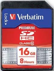 32 GB SDHC-Card, Class 10, ufnahme von HD-Videos, Lesegeschwindigkeit 10 MB/s (67x Speed), Schreibgeschwindigkeit min. 10 MB/s (67x Speed), integr.