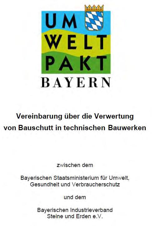 derzeitige Verwertung Rahmenbedingungen der derzeitigen Verwertung in Bayern Ziel: Schonung natürlicher Resourcen Recyclingquote 75% bei Bauschutt und Straßenaufbruch Einbau von Recyclingbaustoffen