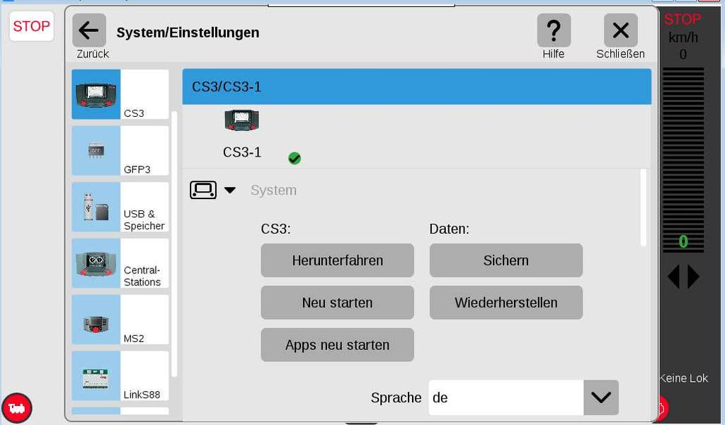 Grundeinstellungen im System / CS3 Kein Update verfügbar da grün Im System befindliche