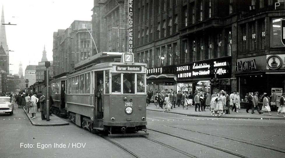 Auch vom Rathausmarkt zur Horner Rennbahn bot die HHA im Juni 1959 unter dem Liniensignal 2 einen