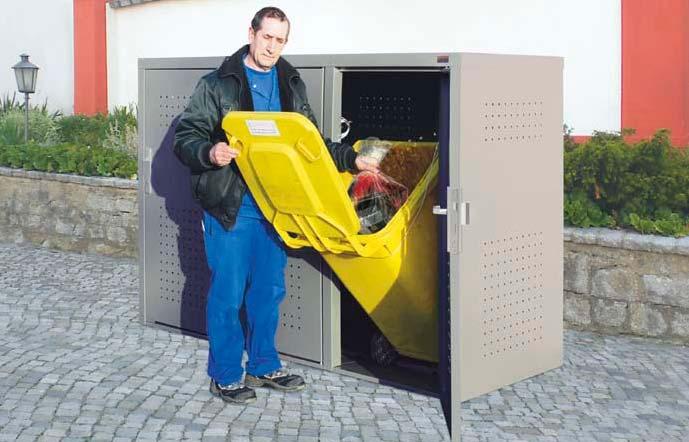 Müllbehälterschrank FLEET A Überdachungssysteme Müllbehälter-Einzelschrank FLEET, in RAL 9006 weißaluminium, Tür mit Türdrücker außen und innen Müllbehälterschrank FLEET Müllbehälterschrank FLEET 222