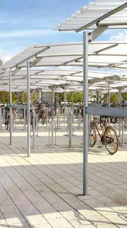 Langzeit-Haltbarkeit schneller Aufbau Fahrradüberdachung BWA bausystem, doppelseitig, Dach transparent.