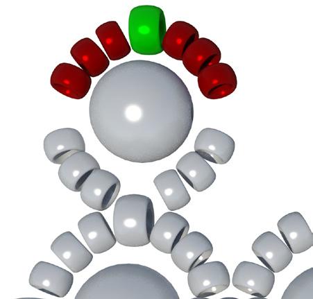 Grafik 9 3x 15/0 Perlen, 1x Rundperle und 3x 15/0 Perlen aufnehmen und in gleicher Richtung durch die
