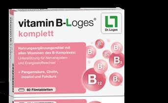 Einfach mehr als ein Komplex: vitamin B- oges komplett vitamin B-Loges komplett enthält nicht nur alle acht B-Vitamine in aufeinander abgestimmter, stoffwechselaktiver Form, sondern darüber hinaus